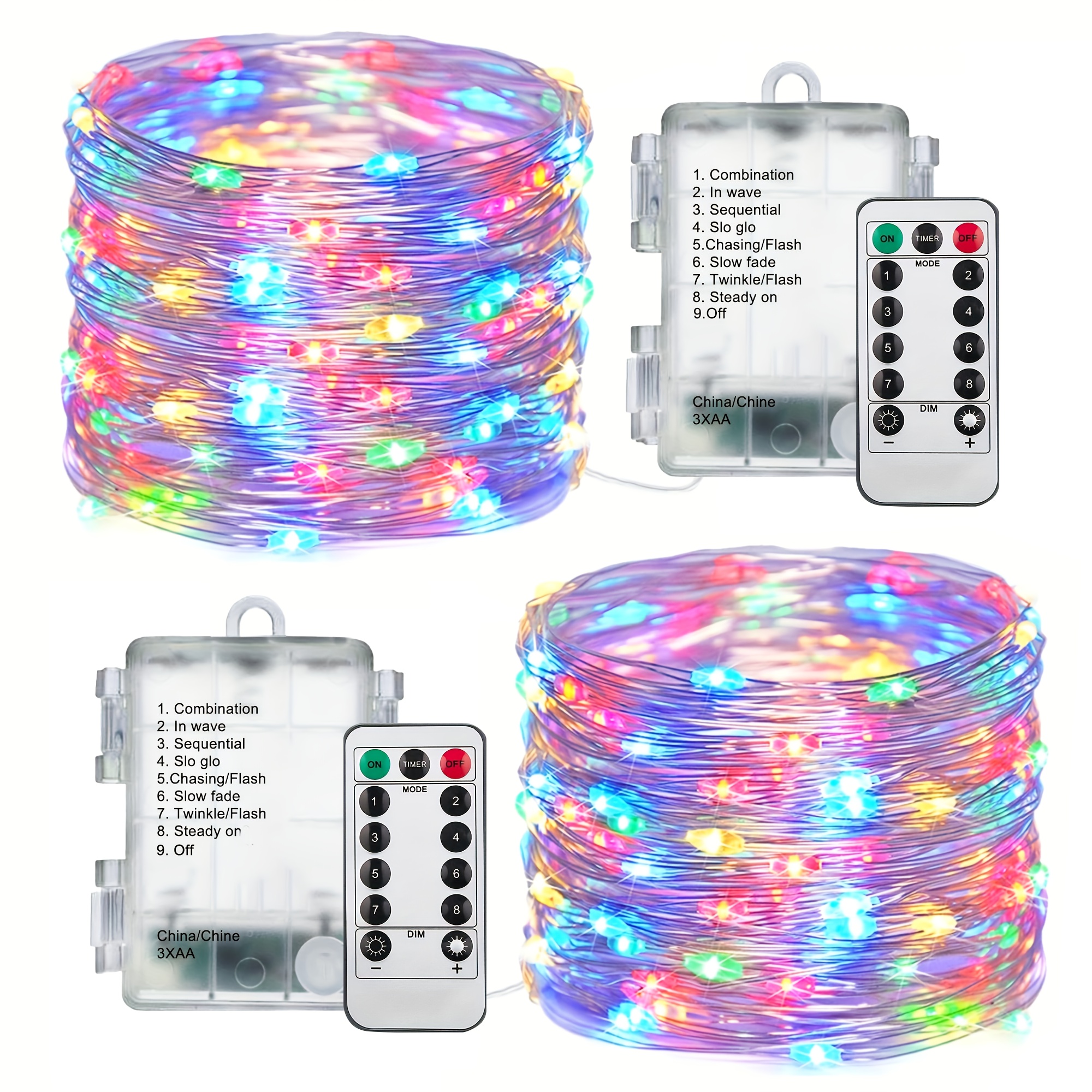 YoTelim LED Fairy String Lights with Remote Control - 2 Set 100 LED  33ft/10m Micro Silver Wire Indoor Battery Operated LED String Lights for  Garden