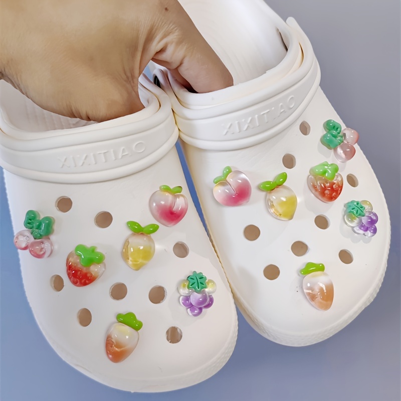 6/12pcs 3d Serie Frutas Transparente Fresa Cereza Zapatos - Temu