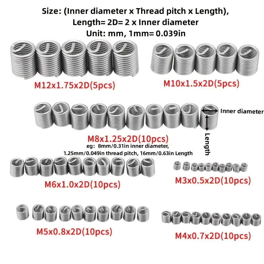 Helicoil M6 M8 and M10 88 thread repair set in metallic case