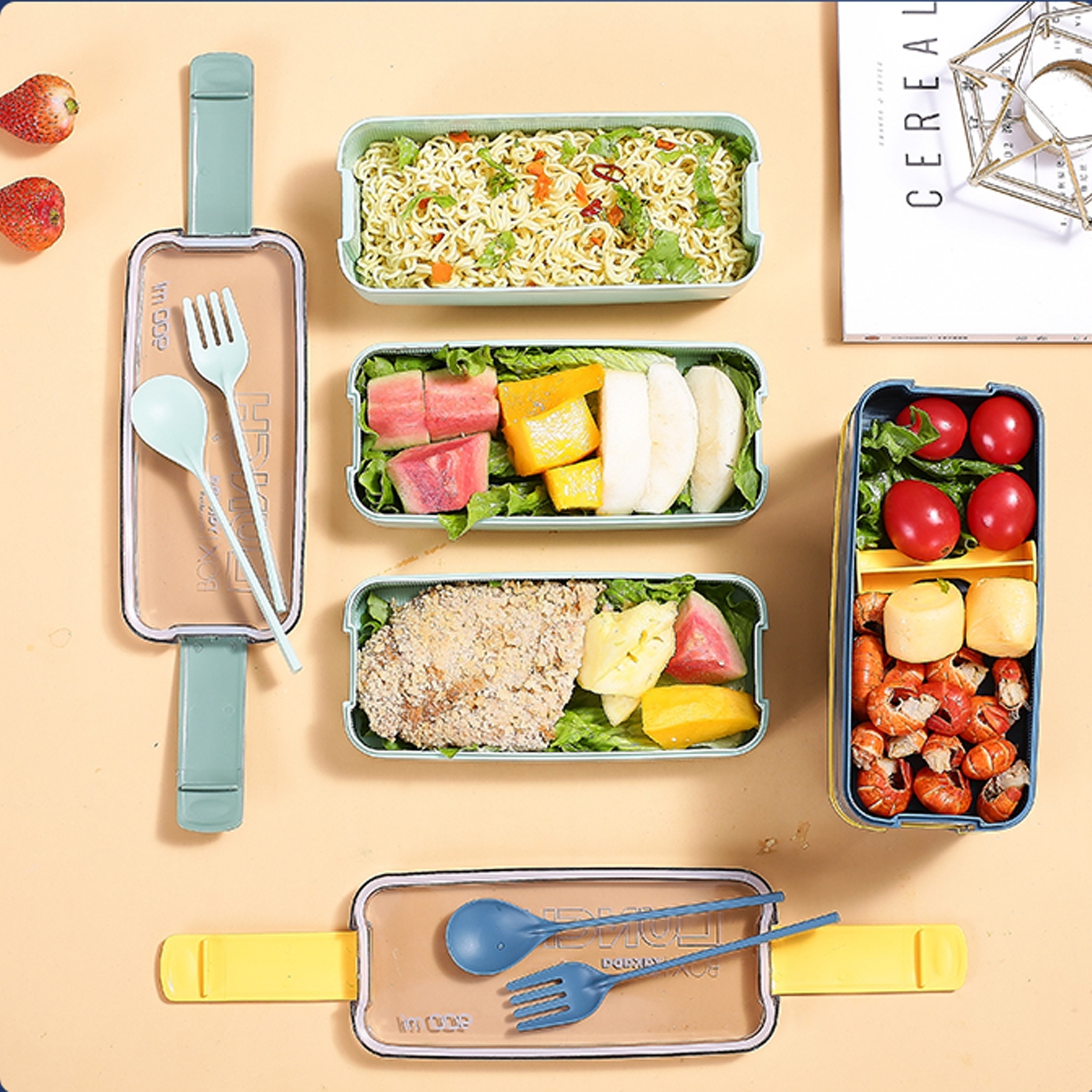Upgrade Your Lunchtime With This Reusable, Cartoon-graphic Divided Lunch Box!  - Temu