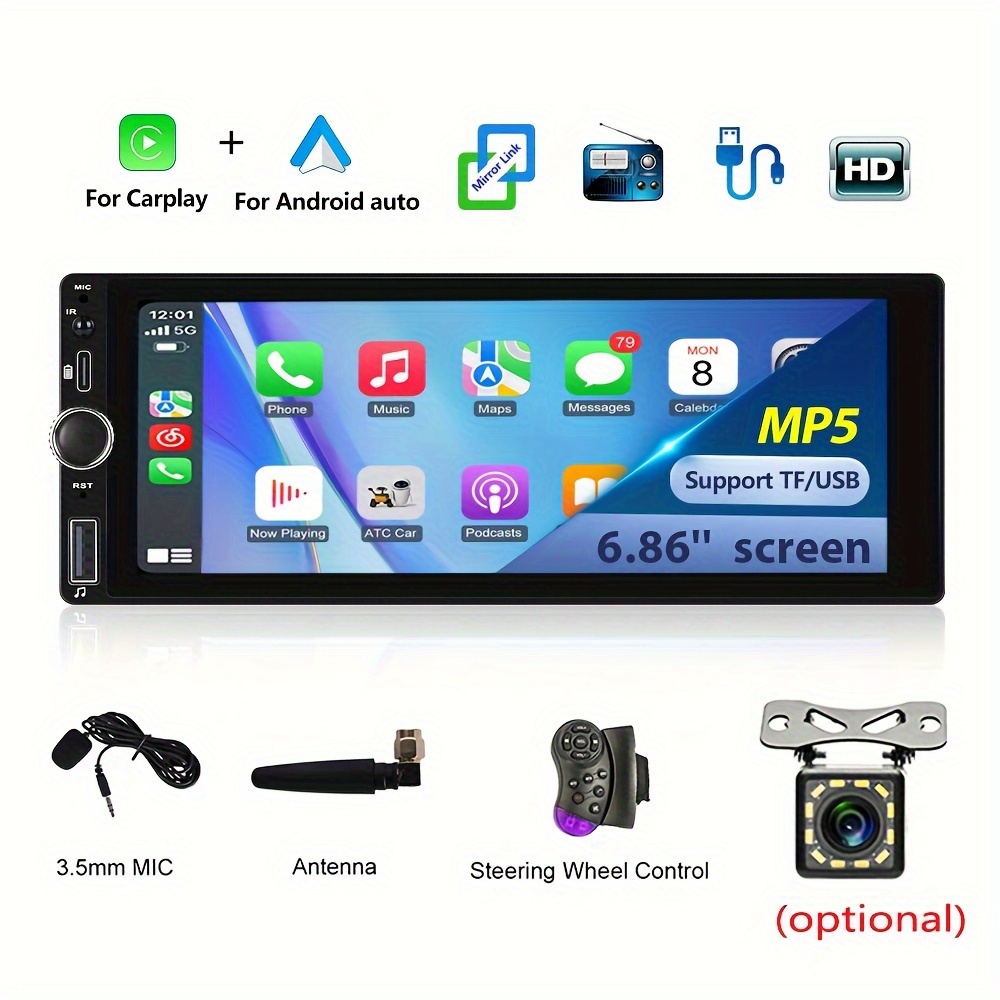 Radio de coche Android 10 de 10.1 pulgadas con pantalla HD IPS HD 2.5D HD  pantalla táctil USB dual estéreo para coche con Apple Carplay Android Auto