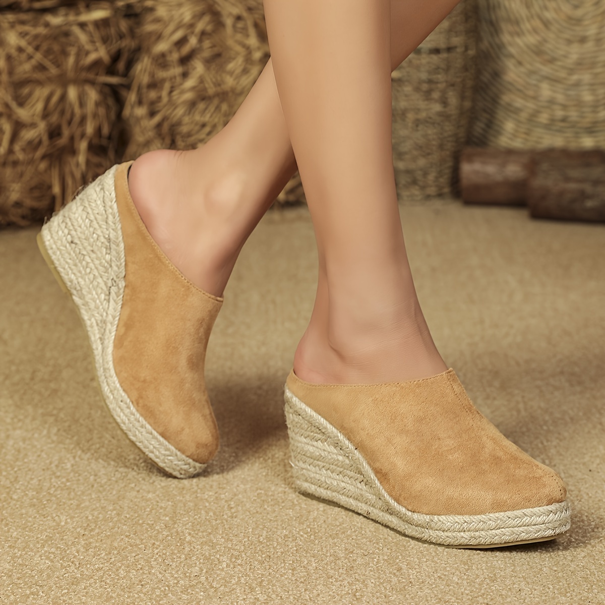 Women's Espadrille Wedge Sandals Comfy Closed Toe Backless - Temu