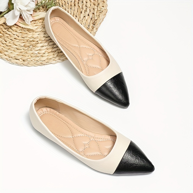 Women's Colorblock Flat Shoes Slip On Lightweight Point Toe Soft Sole