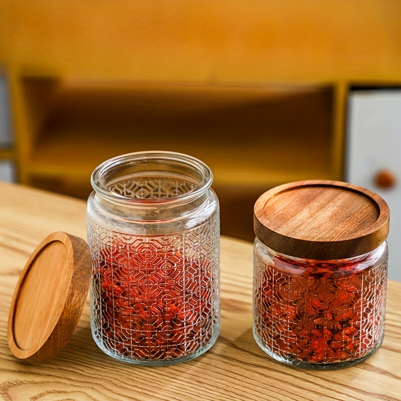 Airtight Jar Glass Storage Jar, Decorative Kitchen Lid, Glass