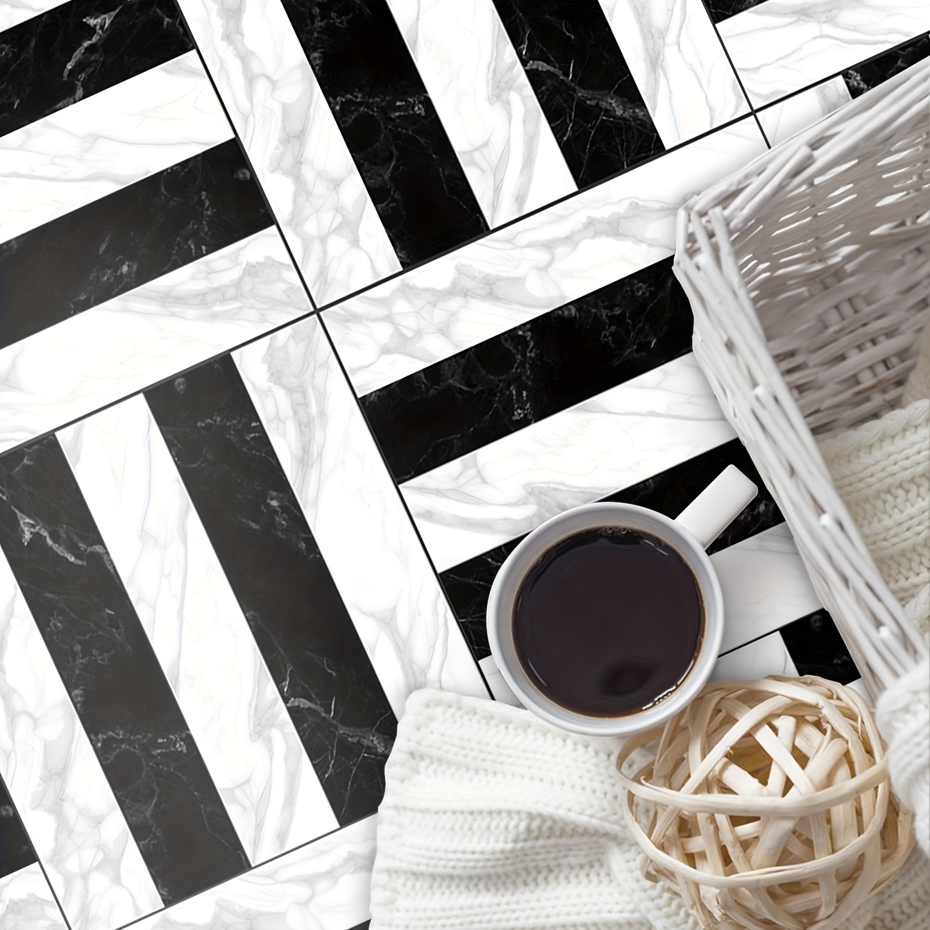  VEELIKE Azulejos de suelo de mármol negro de 12 x 24 pulgadas,  impermeables, autoadhesivos, fáciles de limpiar, adhesivos para suelos de vinilo  para baño, cocina, dormitorio, lavandería, garaje, : Herramientas y