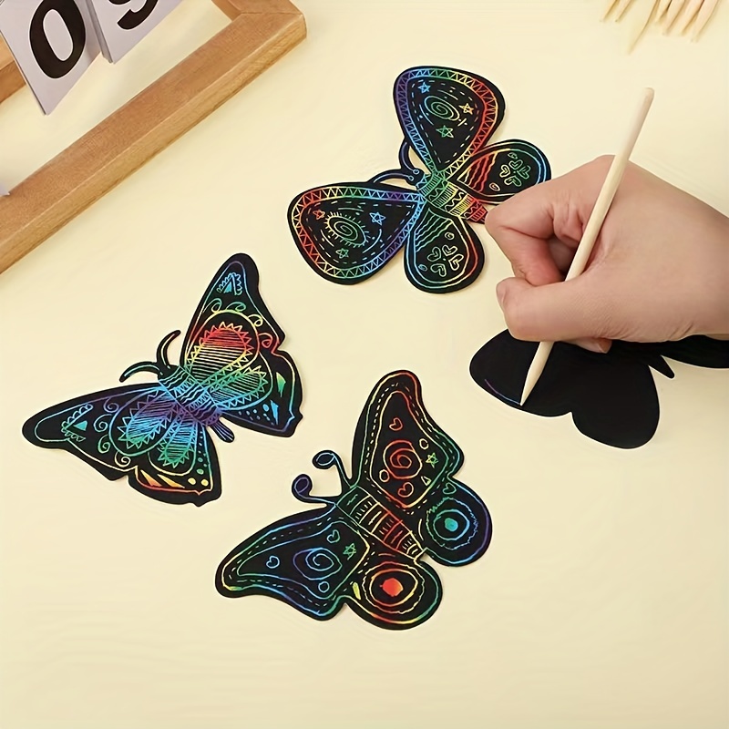 Butterfly Scratch Crafts 12 Styles Scratch Butterfly Party - Temu