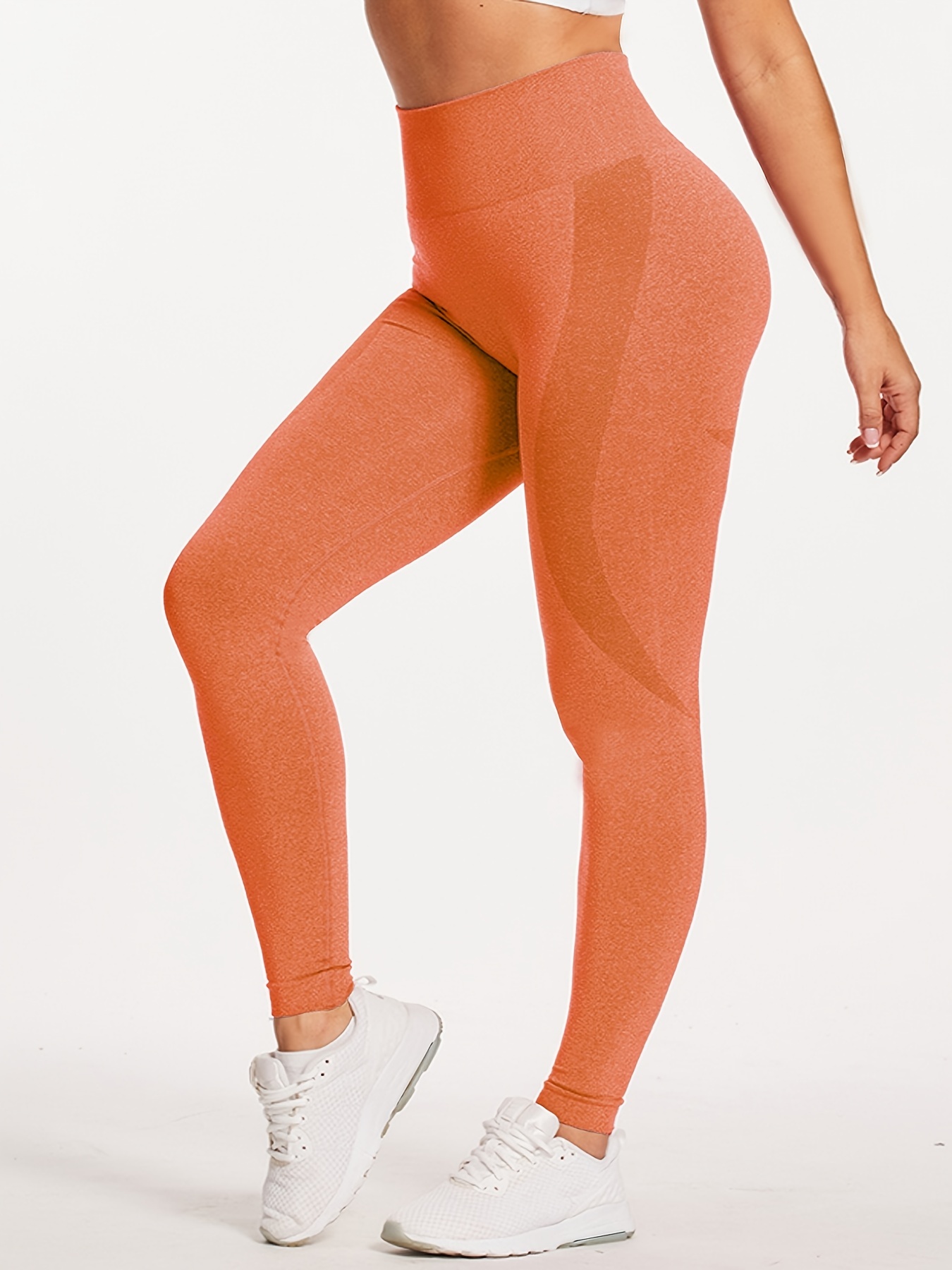 Solid Color Yoga Leggings, Seamless High Waist Fitness Workout Yoga Pants,  Women's Activewear