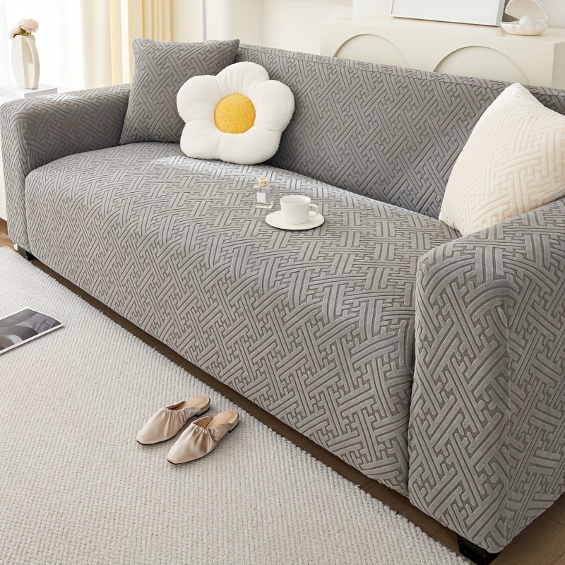 1 pezzo monocolore jacquard Fodera per cuscino del divano con antiscivolo &  traspirante Fodera per divano , adatto per tutte le stagioni , elastici  Copridivano