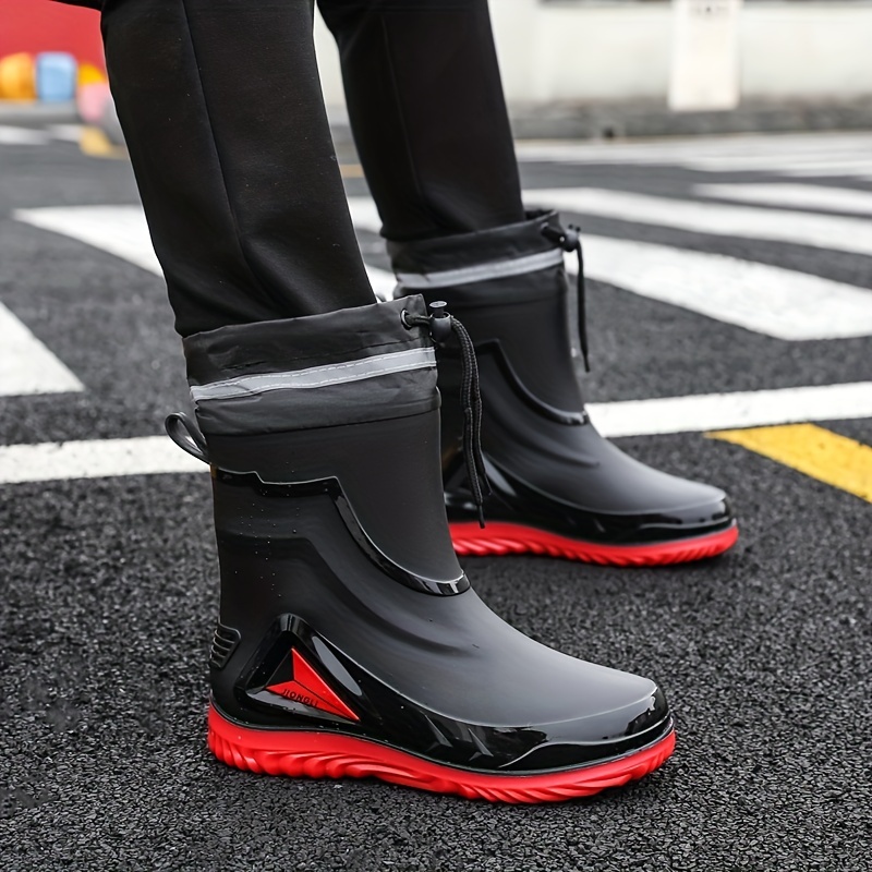 Men's Solid PVC Rain Boots, Slip On Non-slip Durable Waterproof Comfy Rain  Shoes For Outdoor Working Fishing