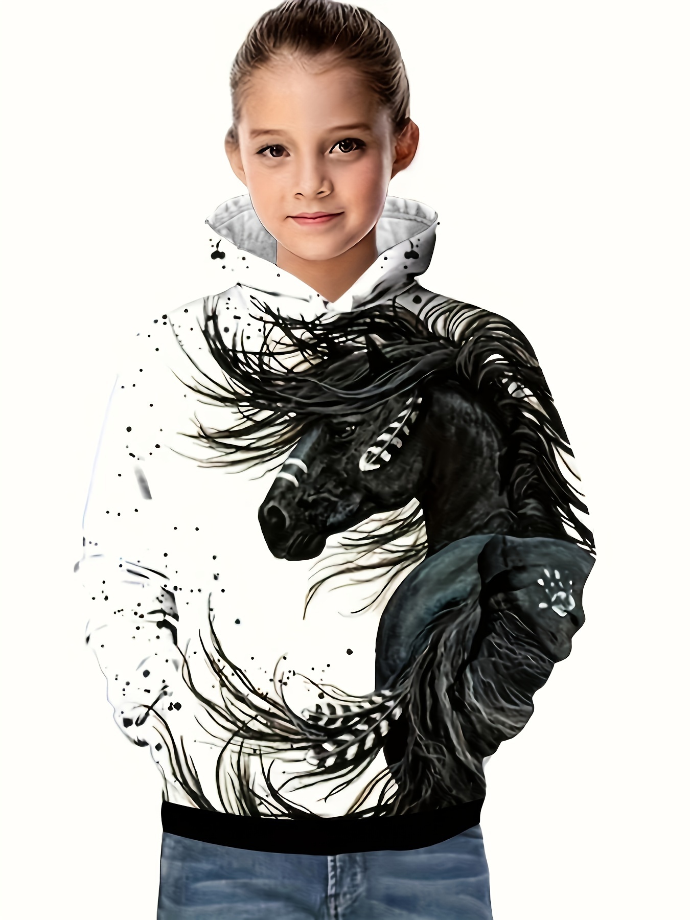 Trendy Horse Graphic Hooded Pullover 3D Print Hoodies For Girls Boys Sports Spring Gift