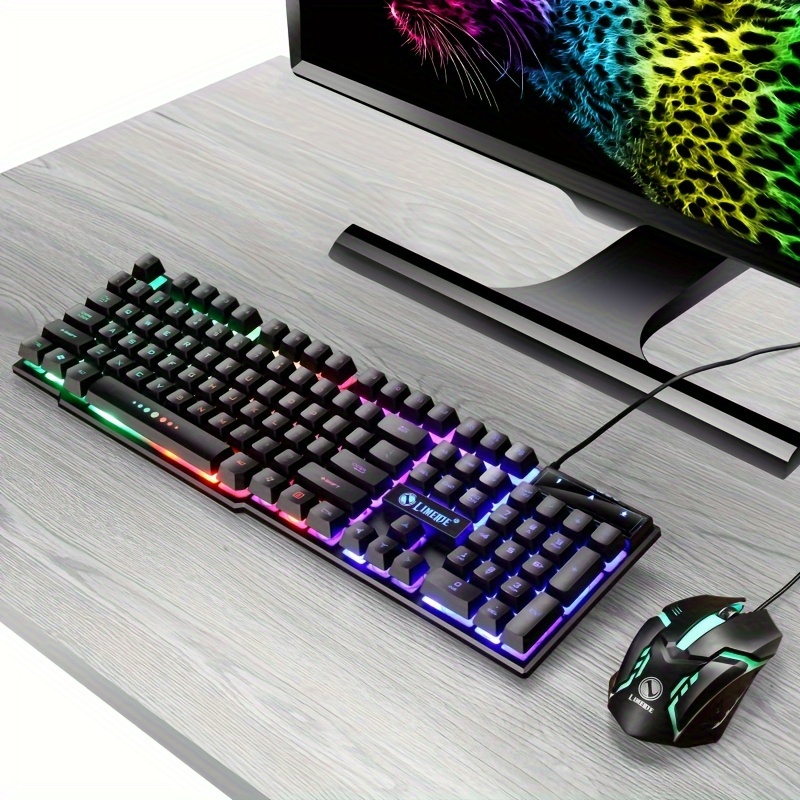 Juego De Teclado Y Mouse Gamer Mecanico Para Gaming Multicolor LED Raton  RGB NEW