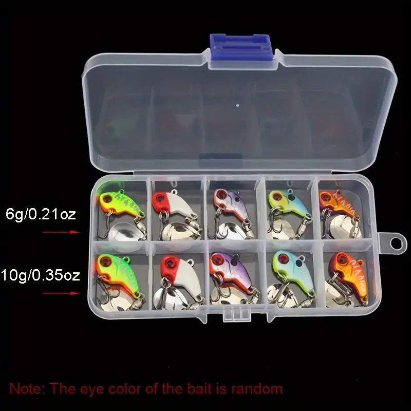 5pcs box hard vib metal wobble fish JSHANMEI Fishing Lure,5PCS Lure with Treble Fishing Hooks Crankbait Bass Spinner Blade Spoon Lure Saltwater Freshwater with Tackle Box, Spinners & Spinnerbaits like swimming action in water Luminous in the dark can increase your catches and create more fun It will also be a great gift for your friends 5pcs Metal Fishing Lures -