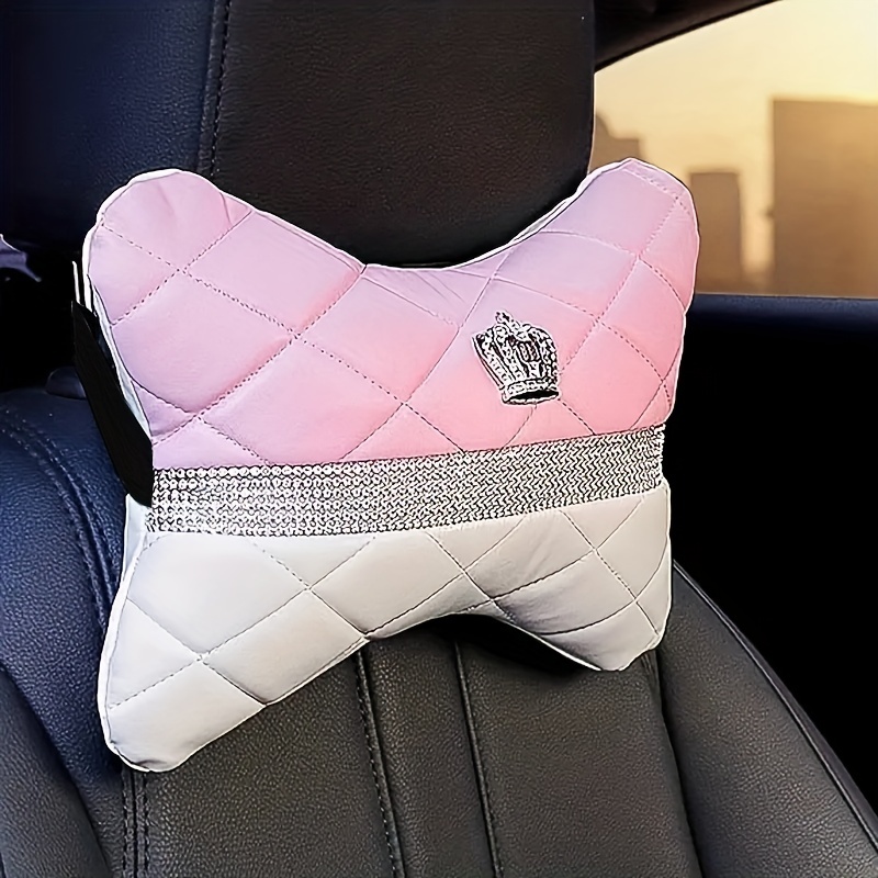 5 Unids/pack Funda Para Volante De Piel Sintética Auto Center Console Pad  Portavasos Color Rosa Coche Decoración Interior Kit Bling Accesorios De Coch