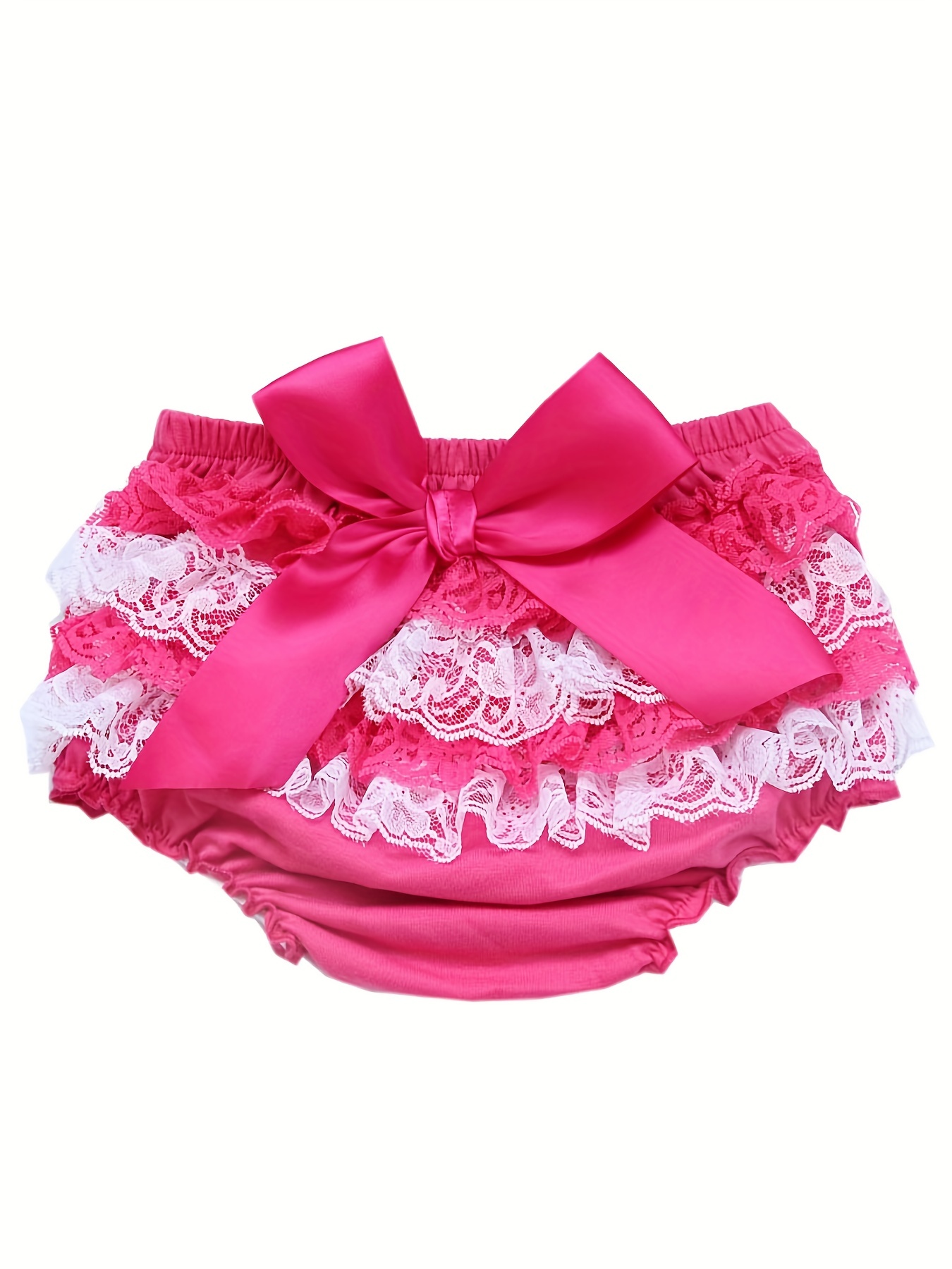 Baby Girls Pink Frilly Lace Satin Pants Over Nappy Knickers