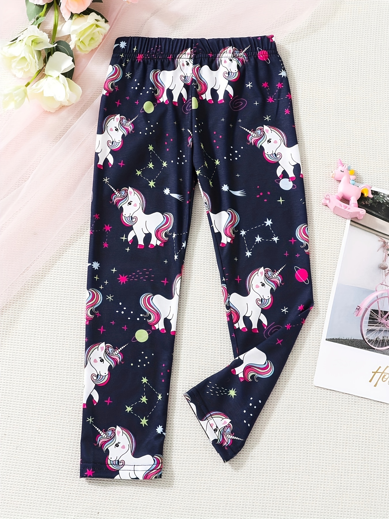 Kids Unicorn Graphic Elastic Waist Leggings