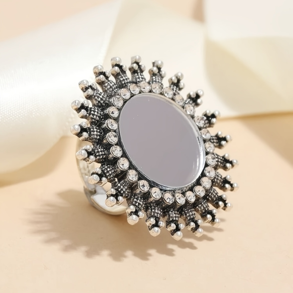 Bohemian Adjustable Mirror Rings Indian Style Adjustable Ring Vintage Style  Travel Accessories