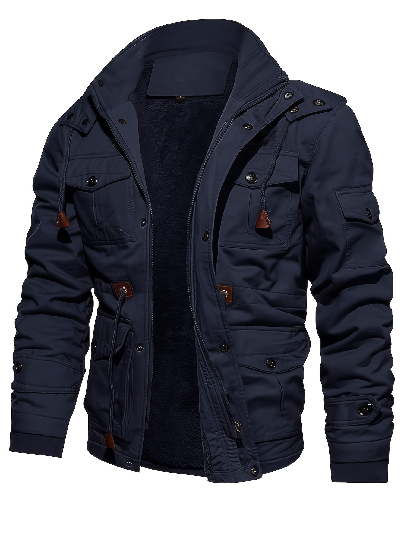Men's Thickened Mid-Length Jacket with Hood for Winter