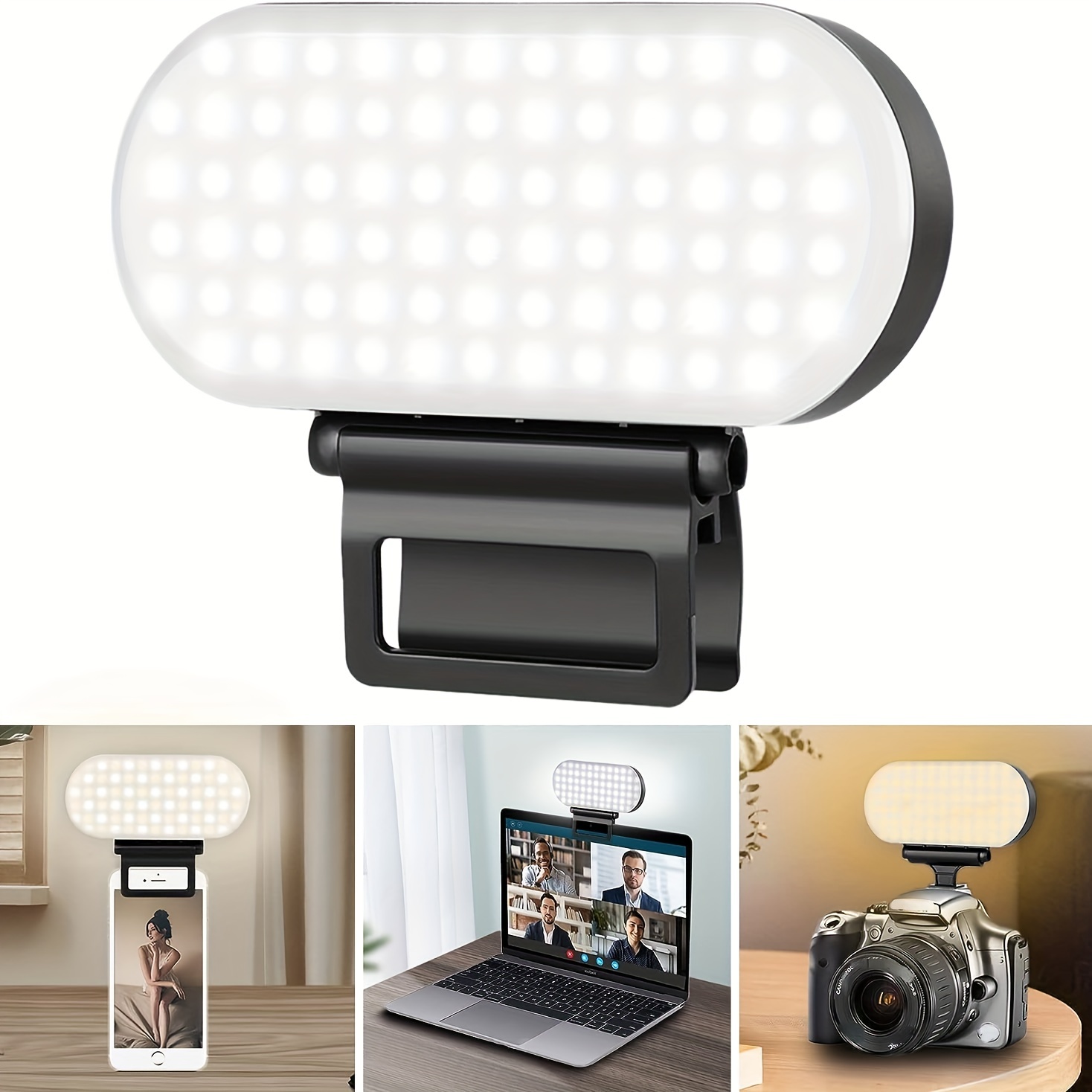 Selfie Lumière pour téléphone avec 3 températures de lumière Led Lumière  Téléphone portable Ordinateur portable Photographie Clip d'éclairage sur  rechargeable