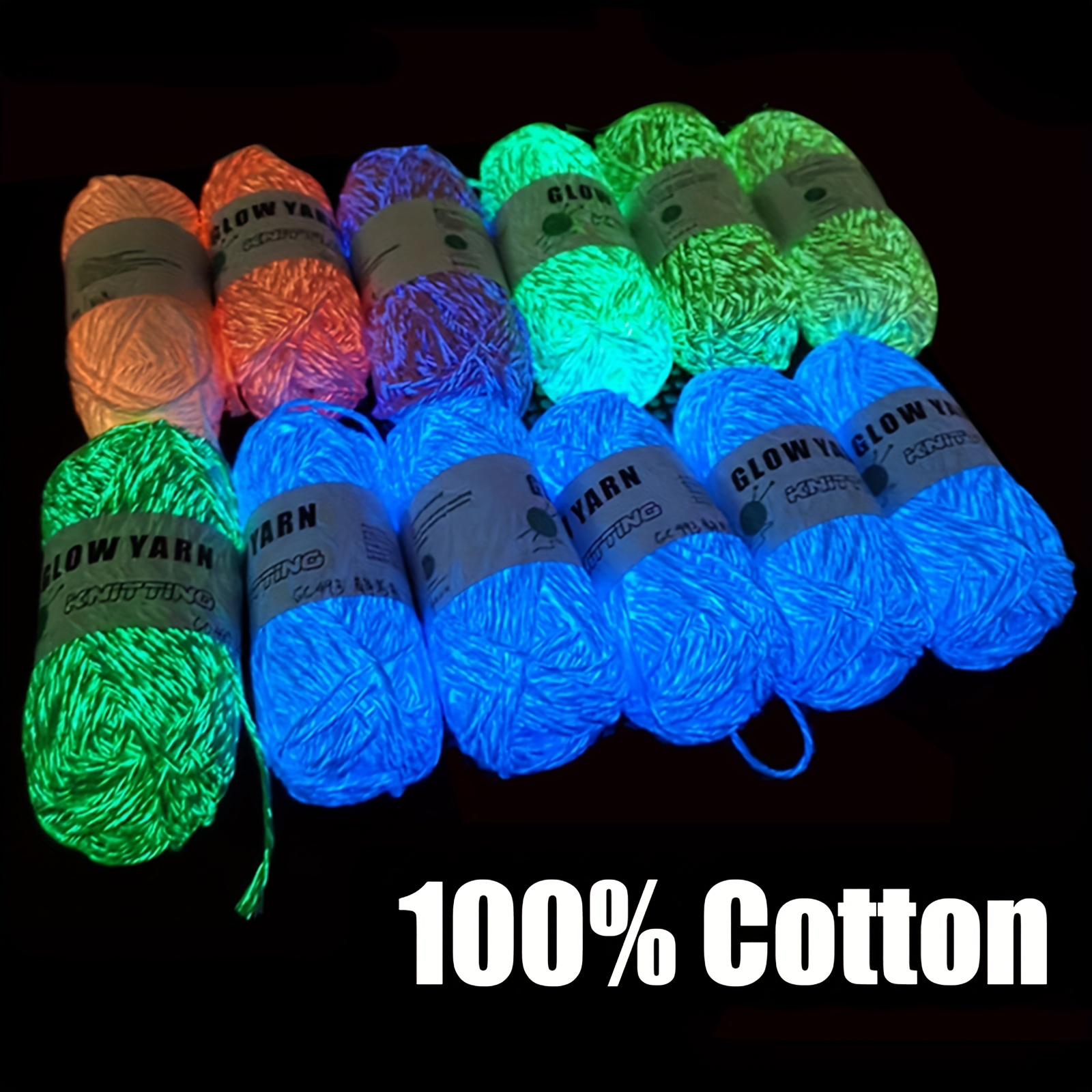 

1pc 50g Pure Cotton Functional Luminous Yarn Knitting Wool Yarn Glow In The Dark After Absorbing Sunlight 1h Cotton Yarn For Crochet Sweater Hat Scarf Doll 2mm 45meters/1771inch