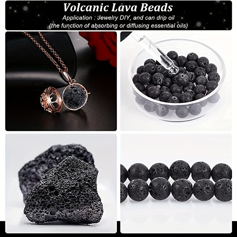 Natural Lava Stone Beads Black Volcanic Rock Round Stone - Temu