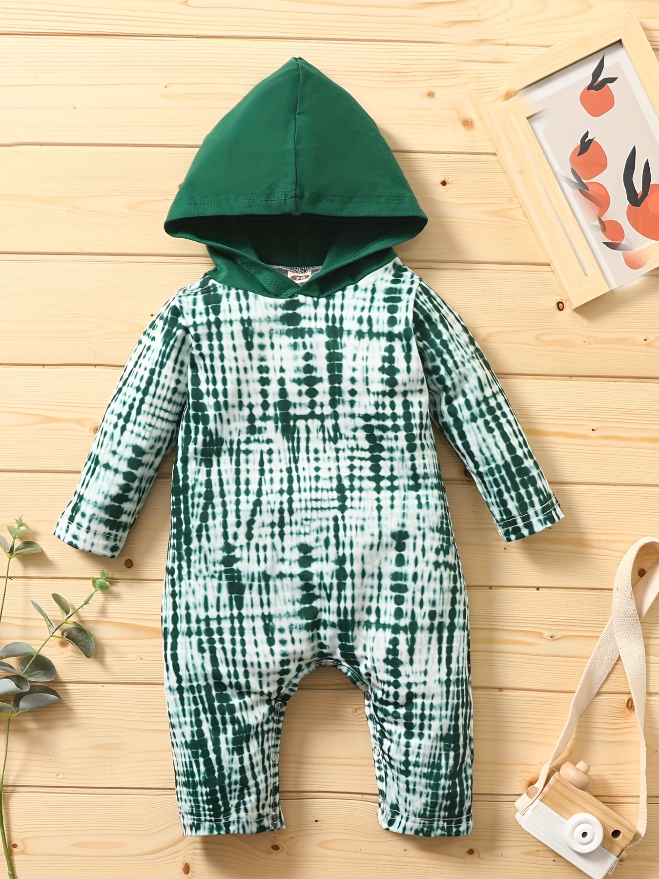 Trendy Tie Dye Hooded Long Sleeve Baby Boys Girls Bodysuit - Temu