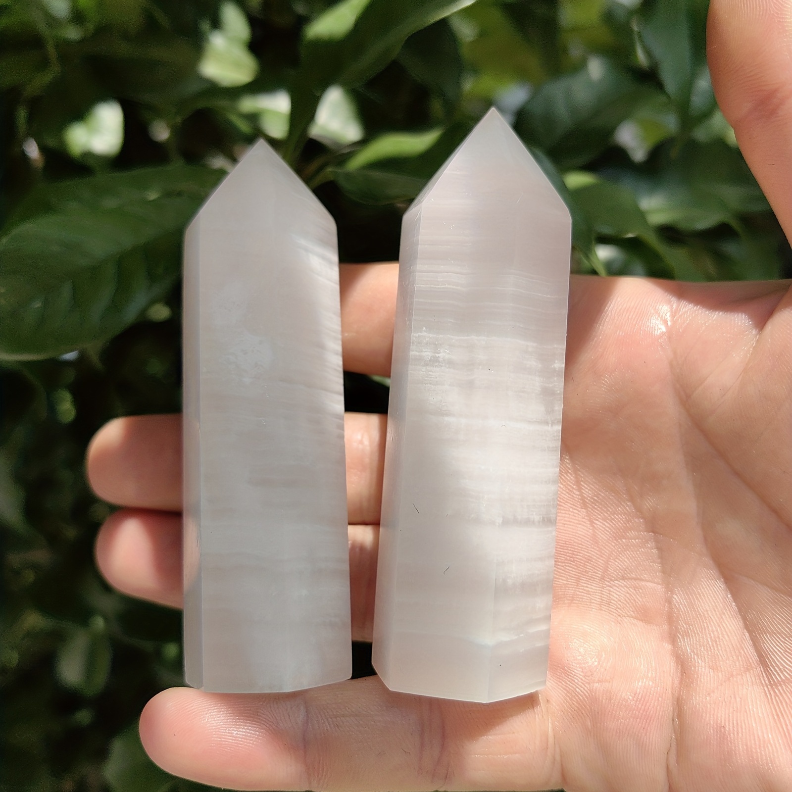 Pink Fluorescent Calcite Single Pointed Hexagonal Crystal