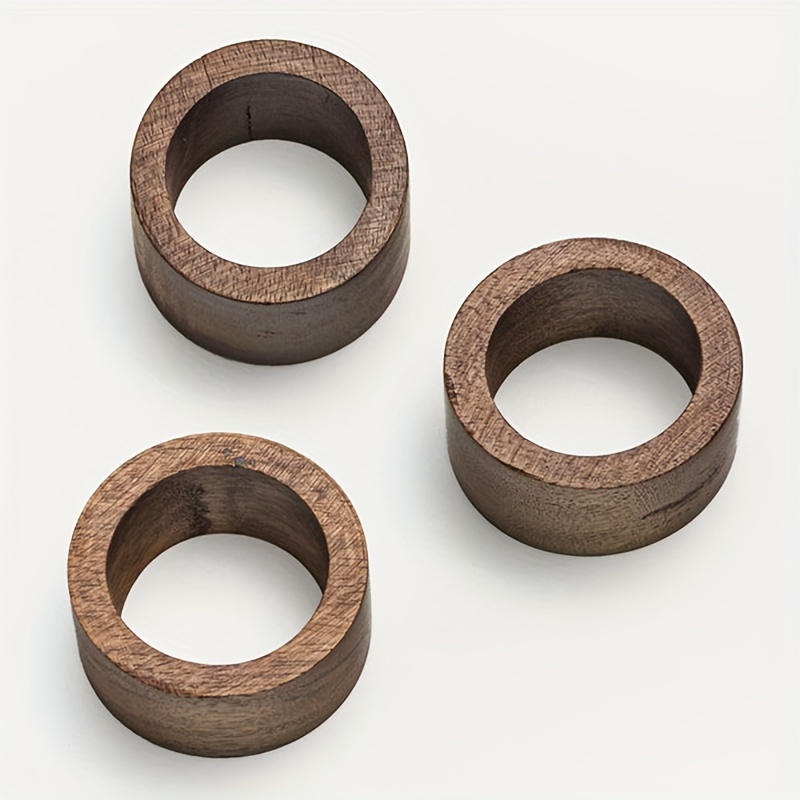 Wooden Napkin Rings Brown Round Natural Wood Napkin - Temu