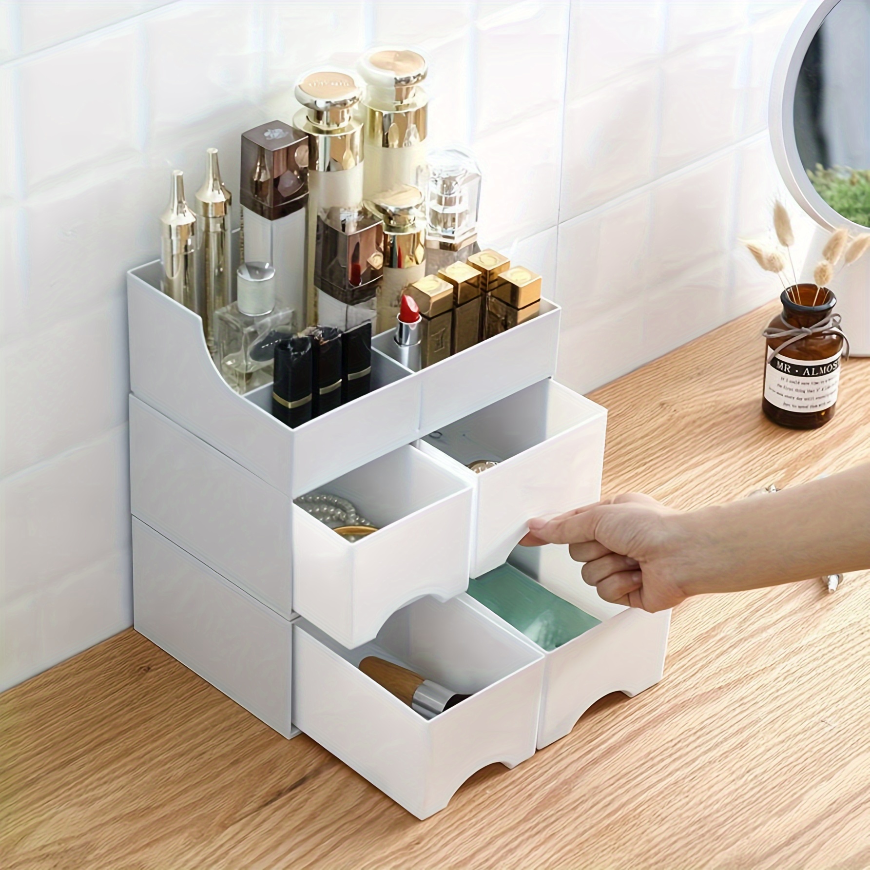 Makeup Organizer For Vanity, Large Countertop Organizer With Drawers, Cosmetic  Storage For Skin Care, Brush, Eyeshadow, Lotion, Lipstick, Nail Polish,  Perfect For Vanity, Bathroom, Bedroom - Temu