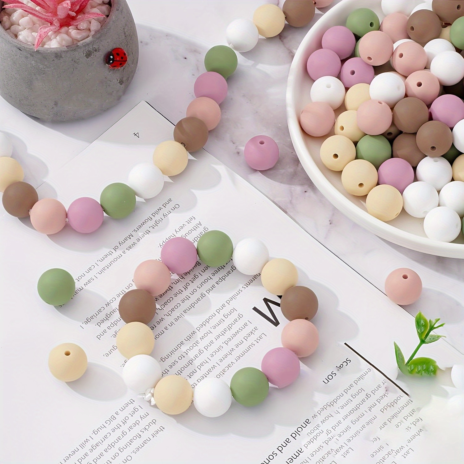 Silicone Flat Bean Beads Colorful Partition Bulk Beads For - Temu