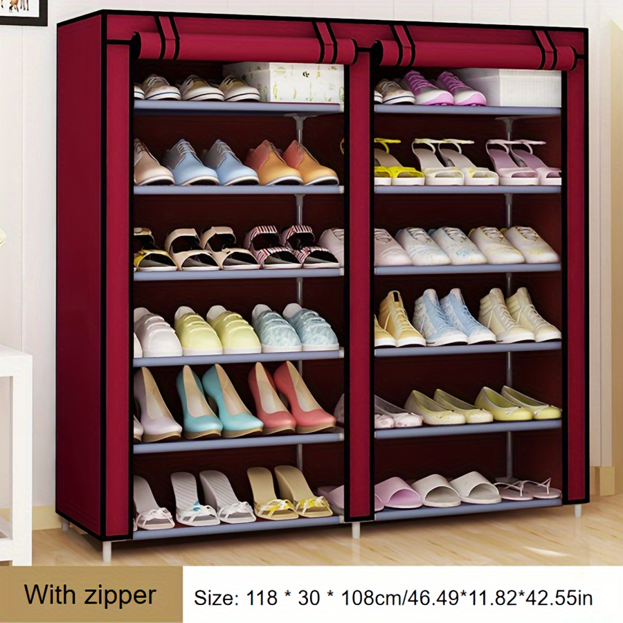 Double Row Shoe Rack Space Saving Foldable Shoe Rack For - Temu