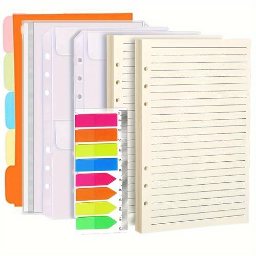 a5 refill paper 1 pack index tab with ruler 3 types a5 planner inserts 90 sheets 180 pages 8 26 x 5 59 lined paper refill for 6 ring refillable binder planner journal notebook