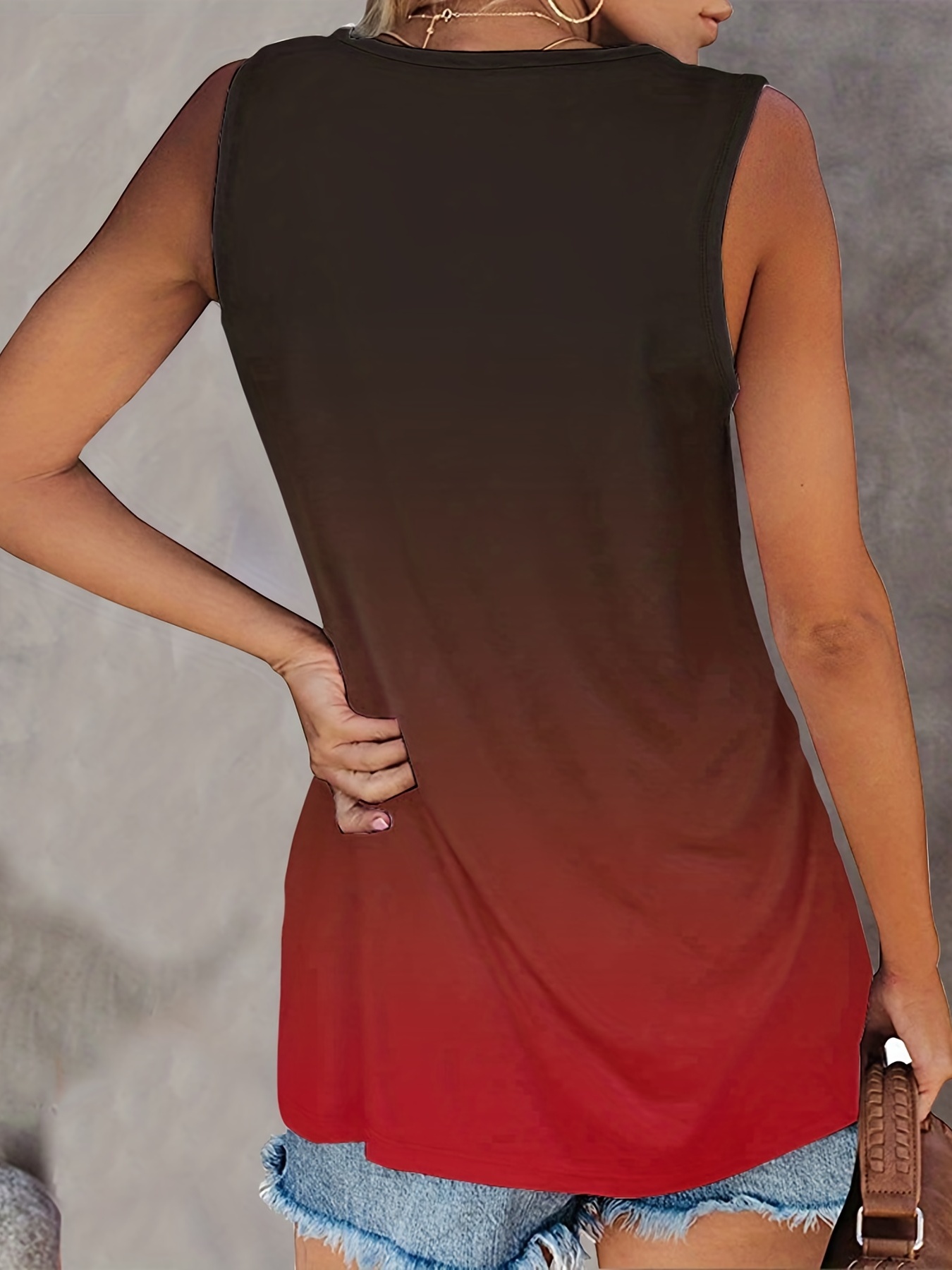 Lace Trim Tank Top Gradient Sleeveless Summer Top