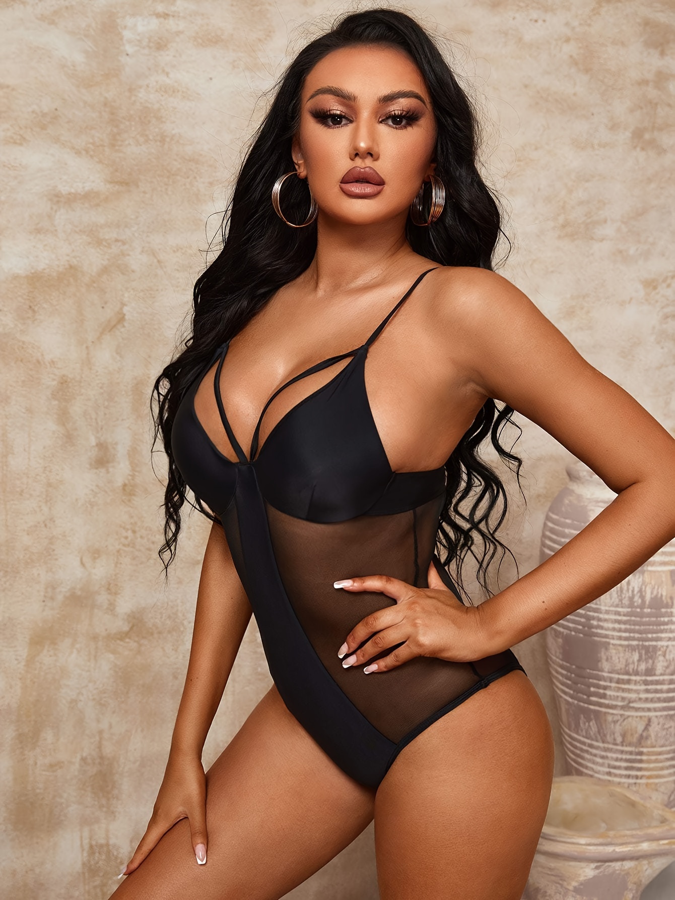 Black sheer bathing store suit