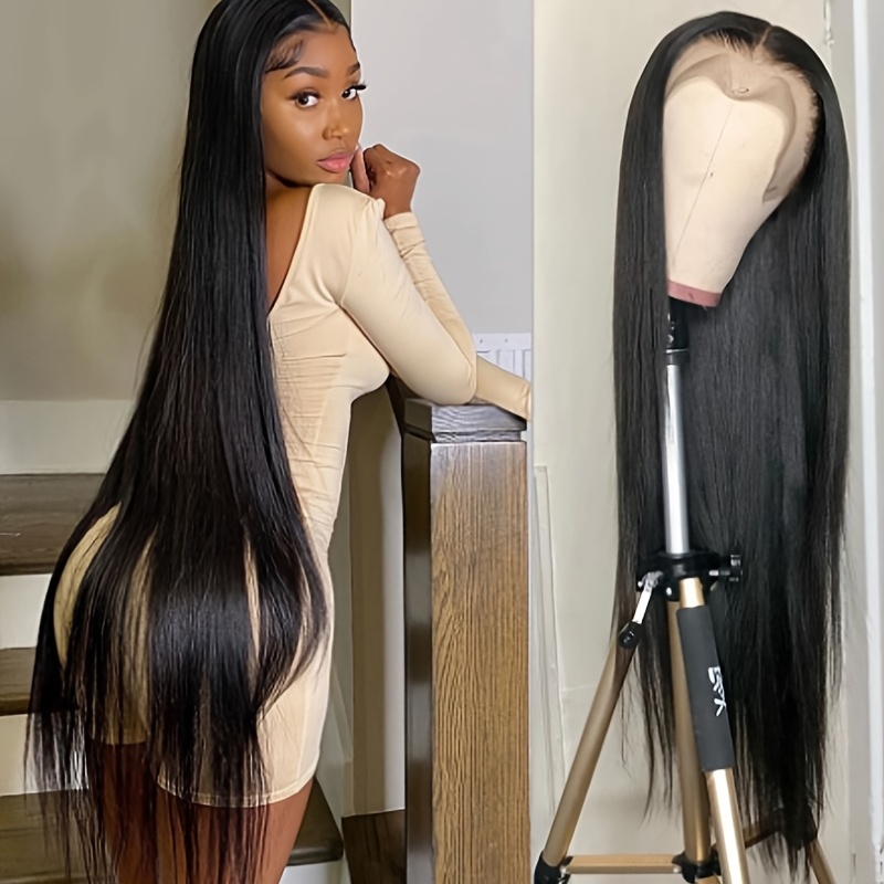 Fall Lace Front Straight Human Hair Wig Heat Resistant Wigs Temu