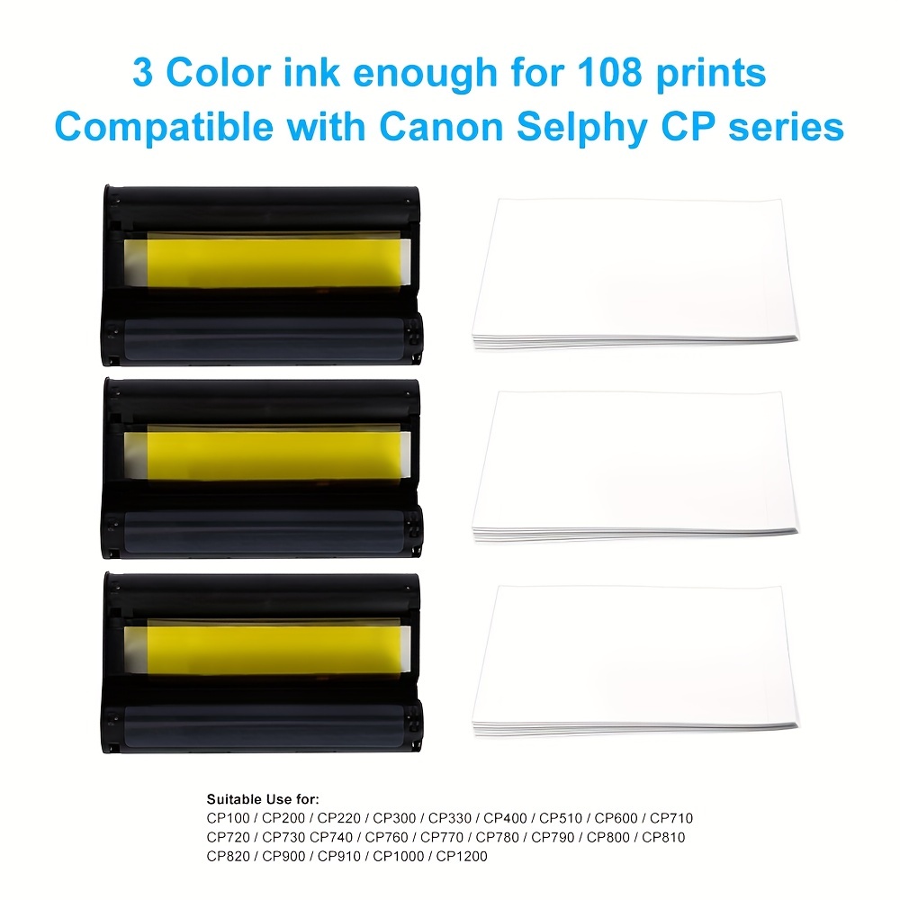 Cartouches d'encre pour Canon Selphy CP 1300 CP 200 CP 1000 CP 1200 CP 100