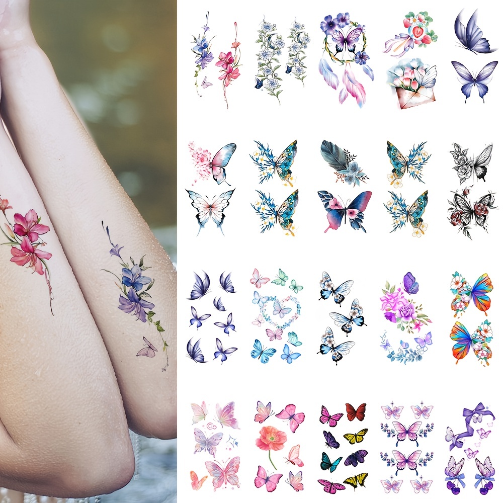 Colorful Fantasy Feathers Waterproof Temporary Tattoo - Temu