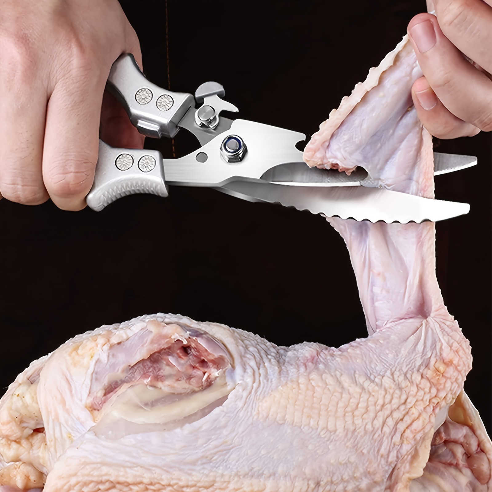 1pc Heavy Duty Stainless Steel Kitchen Scissors,Multipurpose Large Utility  Scissors, Professional Poultry Shears For Bone, Chicken, Meat, Fish, Turkey