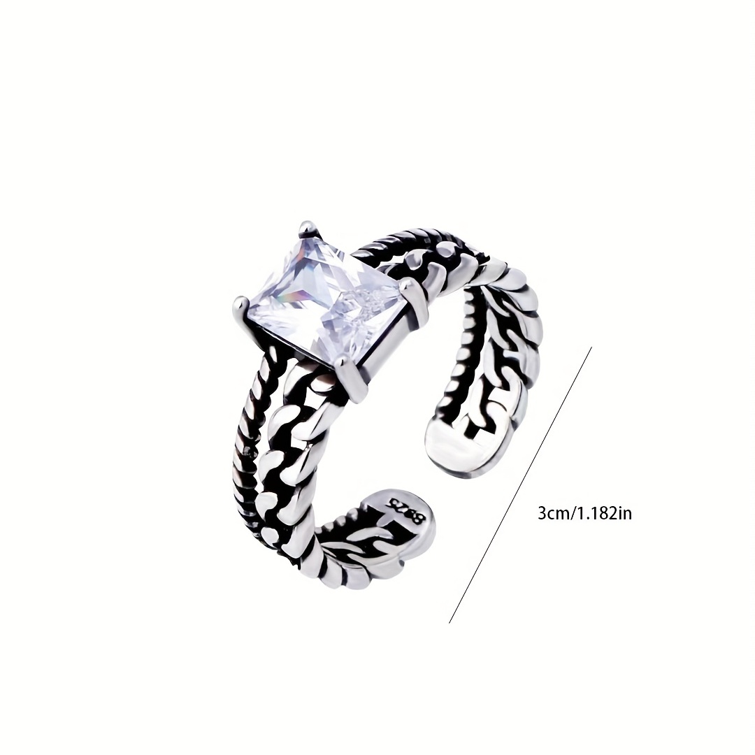 Men's Vintage Twisted Chain Gemstone Ring Adjustable Ring