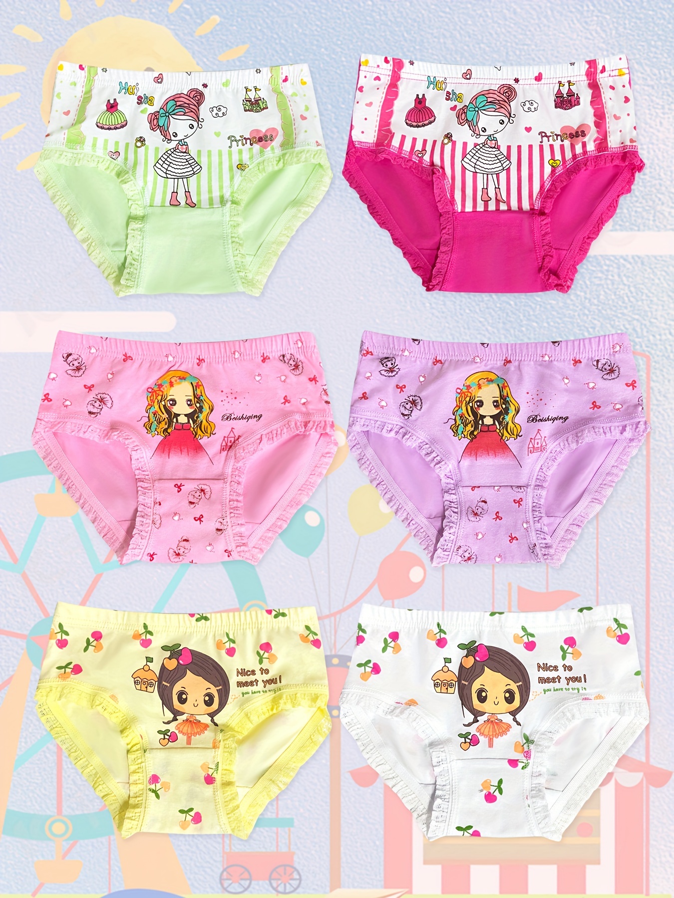 Girls Triangle Panties Multiple Colors Princess Print - Temu Canada