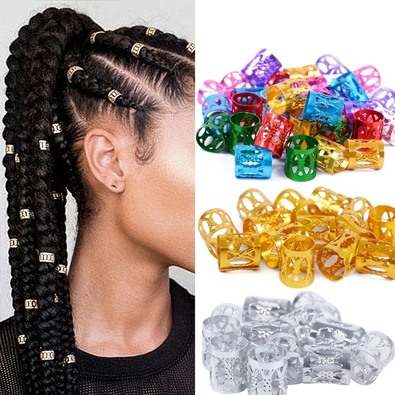 100 PCS Dreadlocks Beads Hair Braid Rings Clips Dread Locks Hair