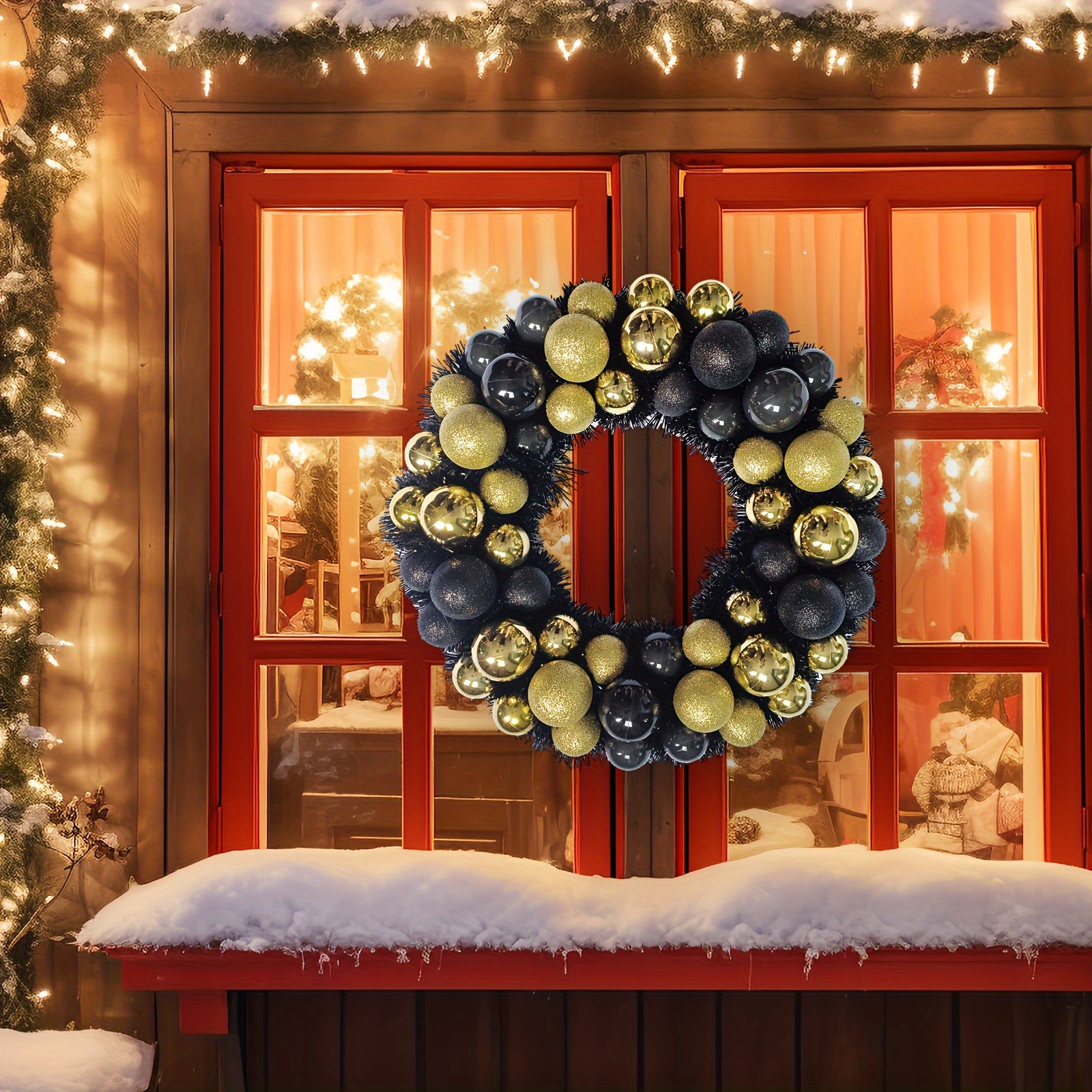 Festive Christmas Ball Wreath Garland Tree Door Window Table - Temu