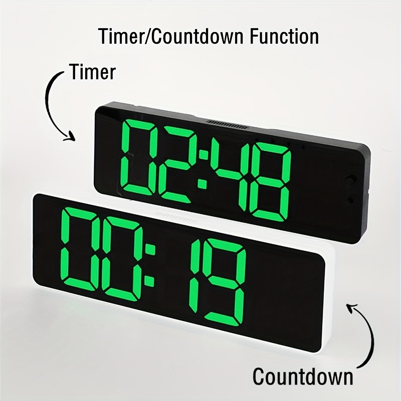 Reloj de pared digital grande, reloj de pared digital de 16 pulgadas con  hora, fecha, temperatura, semana, temporizador, 12/24 horas, atenuación