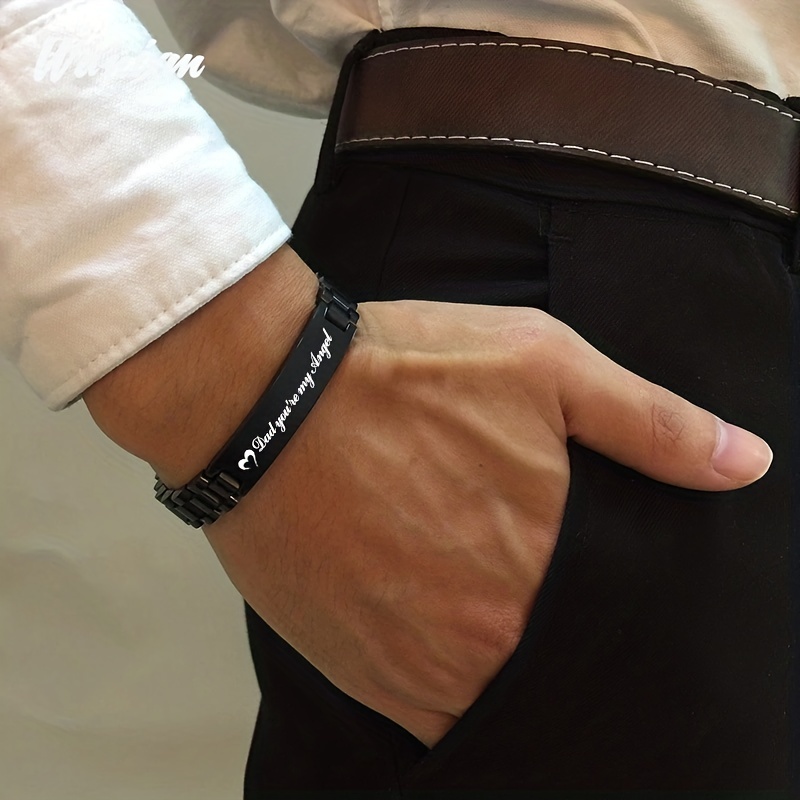  Personalized ID Mens Bracelet - Custom Mens Leather