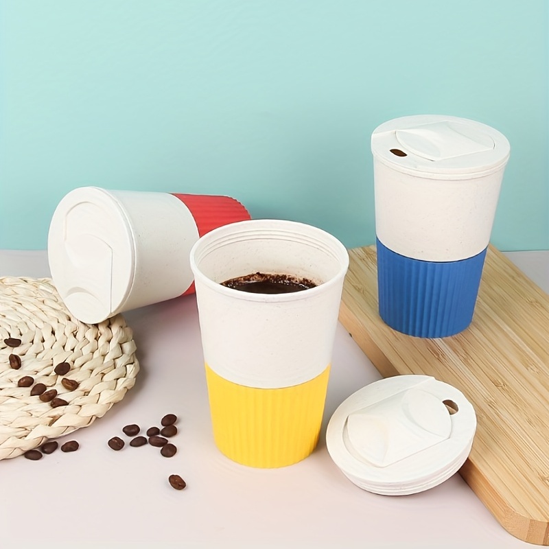 Juego de 6 tazas de café, juego de tazas de café de plástico, taza de café  de plástico irrompible de 10 onzas, con asa, sin BPA, 3 colores, taza de