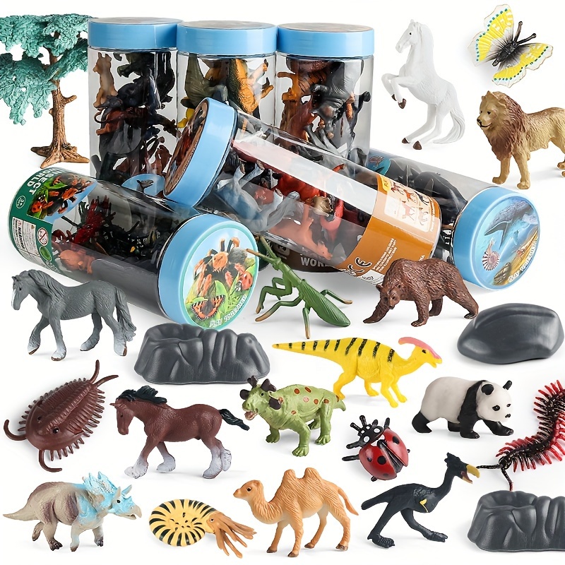12Pcs Small Animal Figures, Assorted Mini Plastic Animal Toy Realistic  Little Animals for Sensory,Gifts