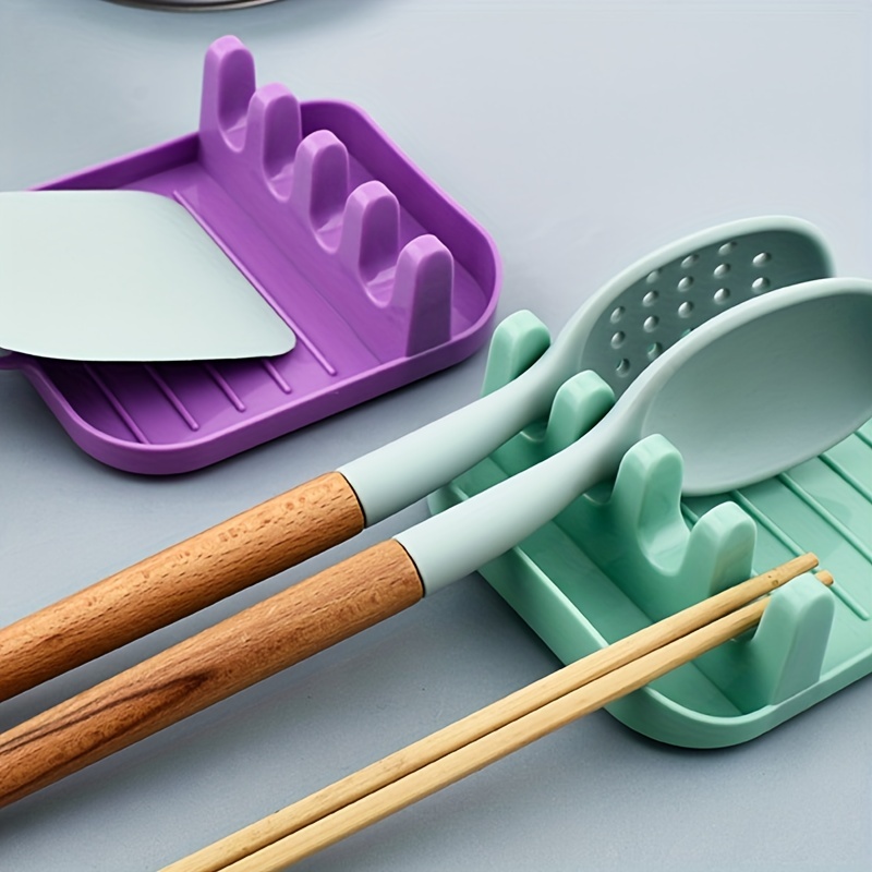 Soporte para cucharas con soporte para tapa, soporte para utensilios para  estufa, espátula/cucharón/soporte para cuchara con almohadilla de goteo y