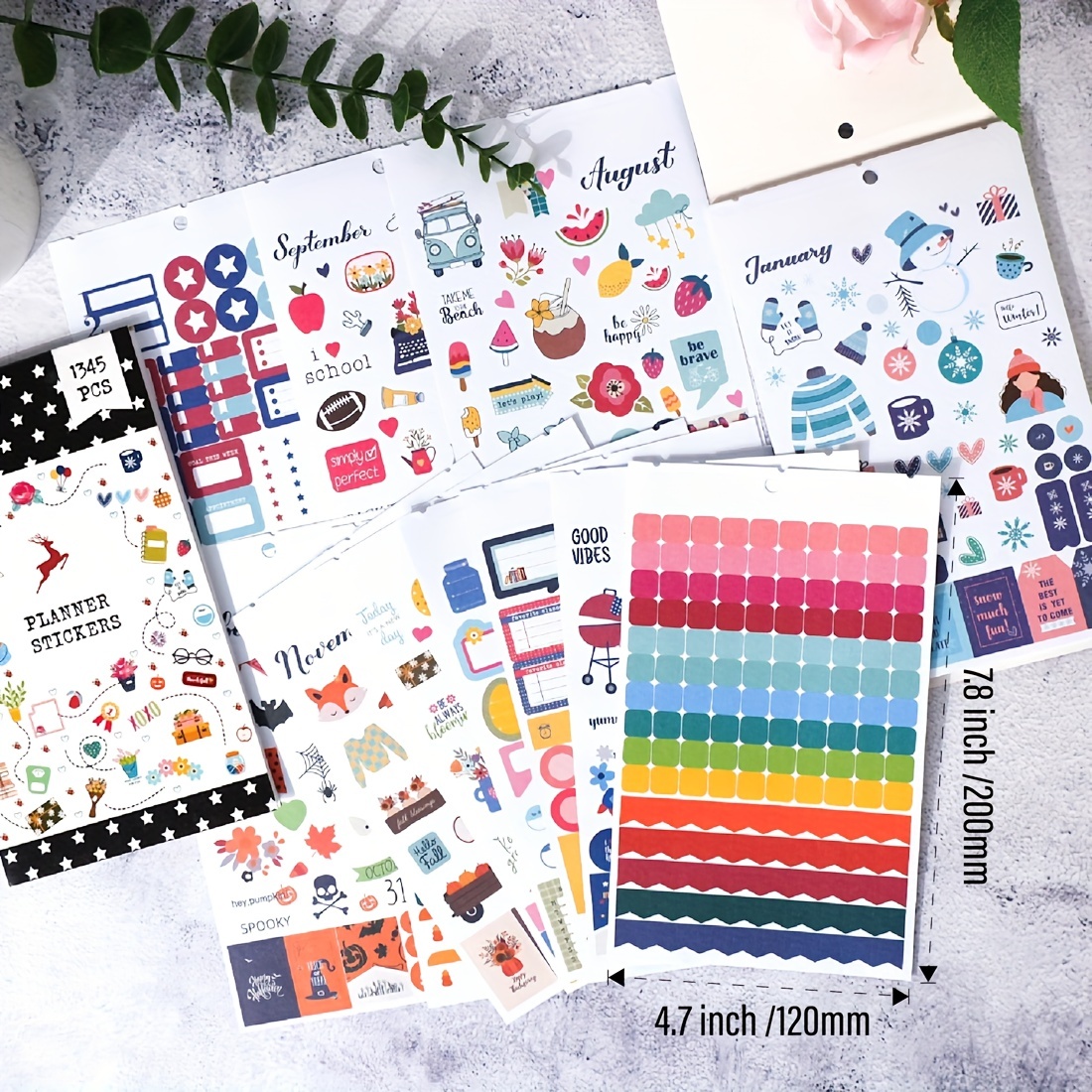 Aesthetic Planner Stickers Fun Planning / 1345 Monthly - Temu
