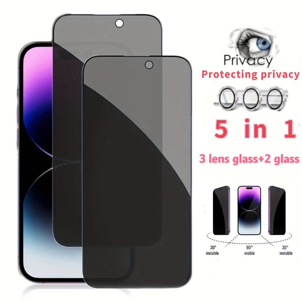 Protecteur d'Écran iPhone 15 Pro en Verre Trempé Privacy Full Cover - Bord  Noir