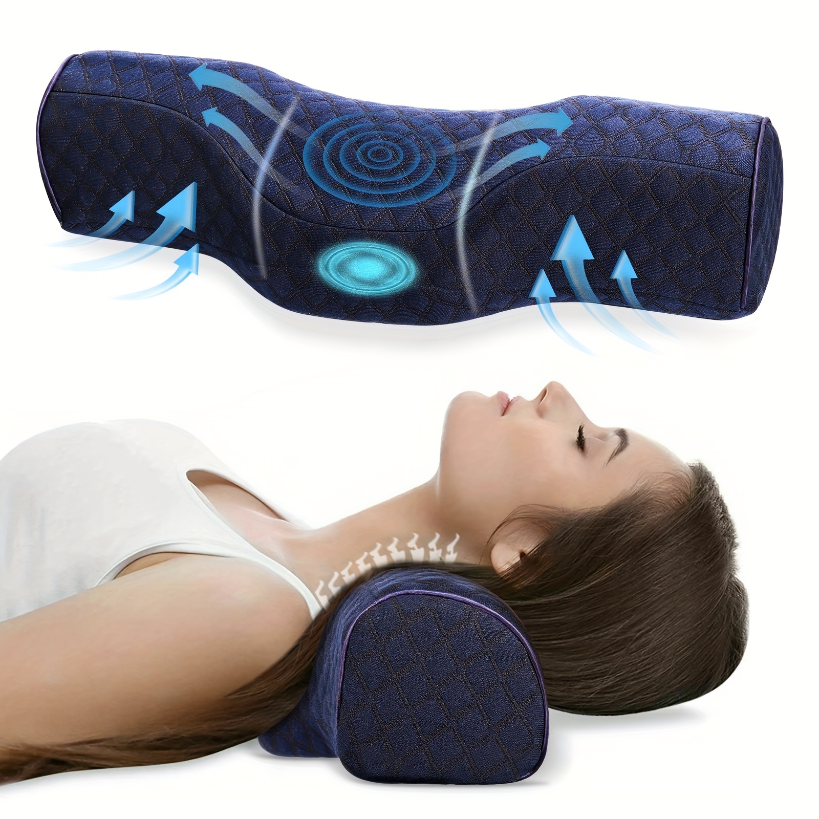 Almohadas cervicales para el cuello para aliviar el dolor de dormir,  almohada de espuma viscoelástica para aliviar el dolor rígido, almohada de  apoyo