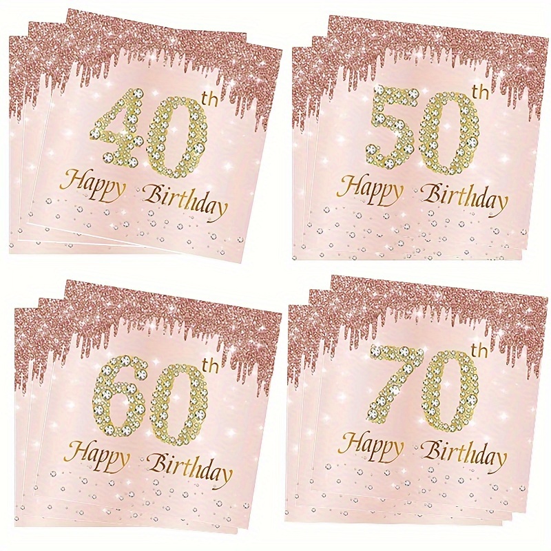 50 servilletas de cumpleaños personalizadas, para mujeres y niñas, 40, 50,  60, 70, 80, 90, cumpleaños, 80 y fabulosas servilletas con monograma